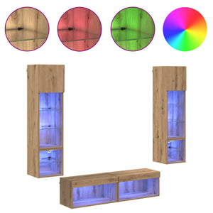 Μονάδα Τοίχου Τηλεόρασης 6 pcs Artisan Oak Επεξεργασμένο ξύλο - Pakobazaar
