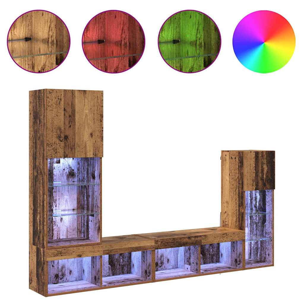 Μονάδες Τοίχου Τηλεόρασης 4 pcs Παλιό ξύλο Επεξεργασμένο ξύλο