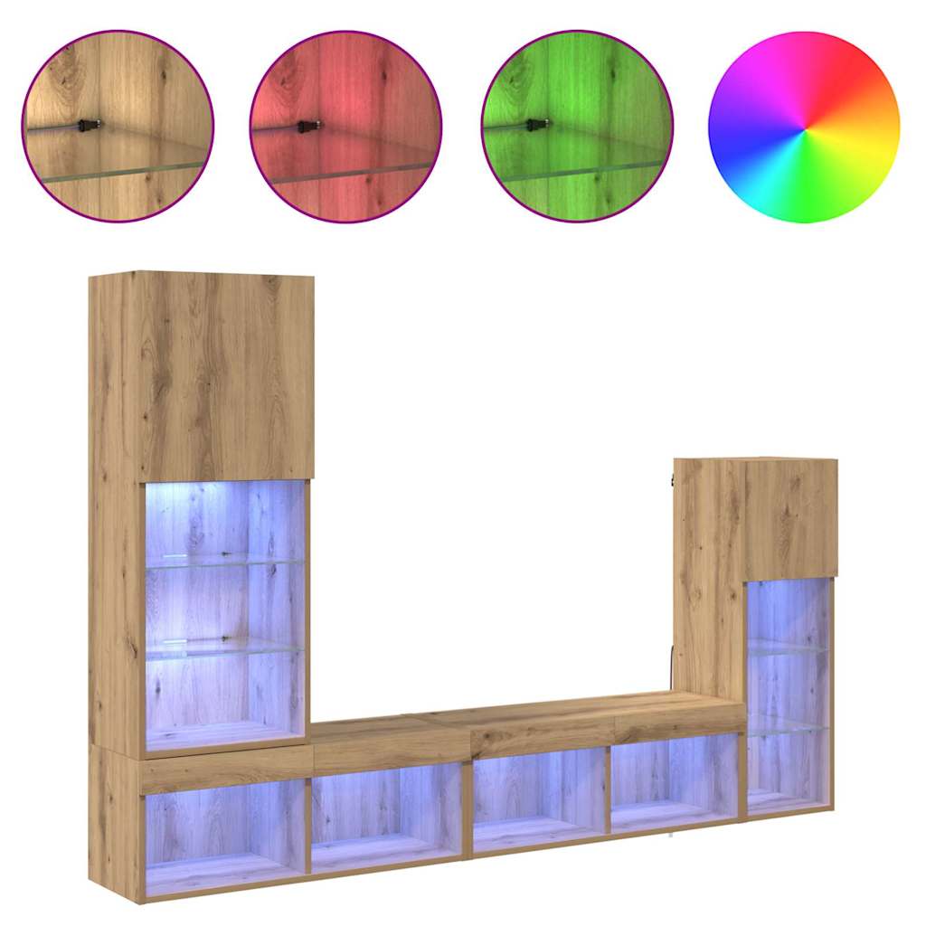 Μονάδες Τοίχου Τηλεόρασης 4 pcs Artisan Oak Επεξεργασμένο ξύλο