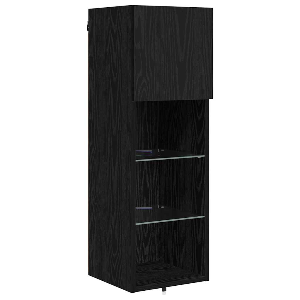 Μονάδες Τοίχου Τηλεόρασης 4 pcs Μαύρη Οξυά Επεξεργασμένο ξύλο - Pakobazaar