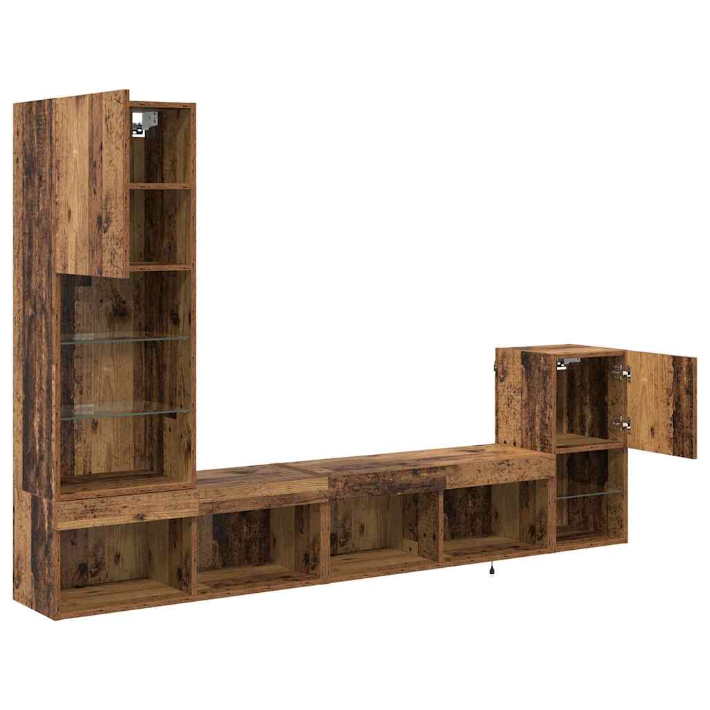 Μονάδες Τοίχου Τηλεόρασης Παλιό Ξύλο Επεξεργασμένο ξύλο