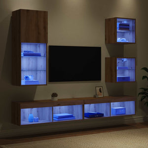 Μονάδες Τοίχου ΤV με LED 5 τμχ. Artisan Oak 100 x 30 x 30 cm