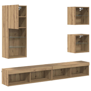 Μονάδες Τοίχου ΤV με LED 5 τμχ. Artisan Oak 100 x 30 x 30 cm