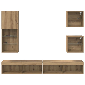 Μονάδες Τοίχου ΤV με LED 5 τμχ. Artisan Oak 100 x 30 x 30 cm