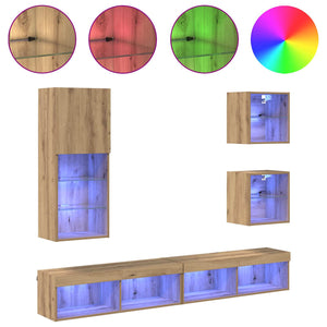 Μονάδες Τοίχου ΤV με LED 5 τμχ. Artisan Oak 100 x 30 x 30 cm