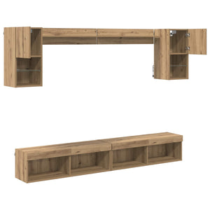Μονάδες Τοίχου ΤV με LED 6 τμχ. Artisan Oak Επεξεργασμένο Ξύλο