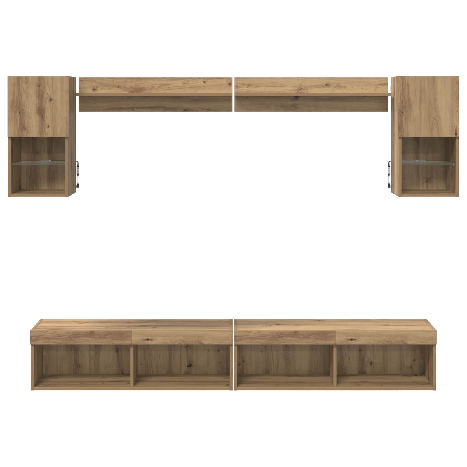 Μονάδες Τοίχου ΤV με LED 6 pcs Artisan Oak Επεξεργασμένο ξύλο