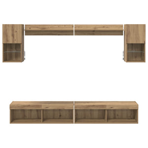 Μονάδες Τοίχου ΤV με LED 6 τμχ. Artisan Oak Επεξεργασμένο Ξύλο
