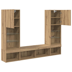Μονάδες Τοίχου ΤV με LED 5 pcs Artisan Oak Επεξεργασμένο ξύλο - Pakobazaar
