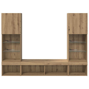 Μονάδες Τοίχου ΤV με LED 5 pcs Artisan Oak Επεξεργασμένο ξύλο - Pakobazaar