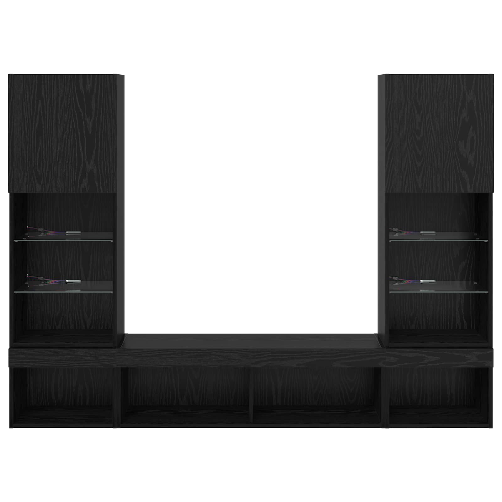 Μονάδες Τοίχου ΤV με LED 5 pcs Μαύρη Οξυά Επεξεργασμένο ξύλο