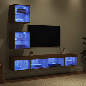 Μονάδες Τοίχου ΤV με LED 5 pcs Artisan Oak Επεξεργασμένο ξύλο - Pakobazaar