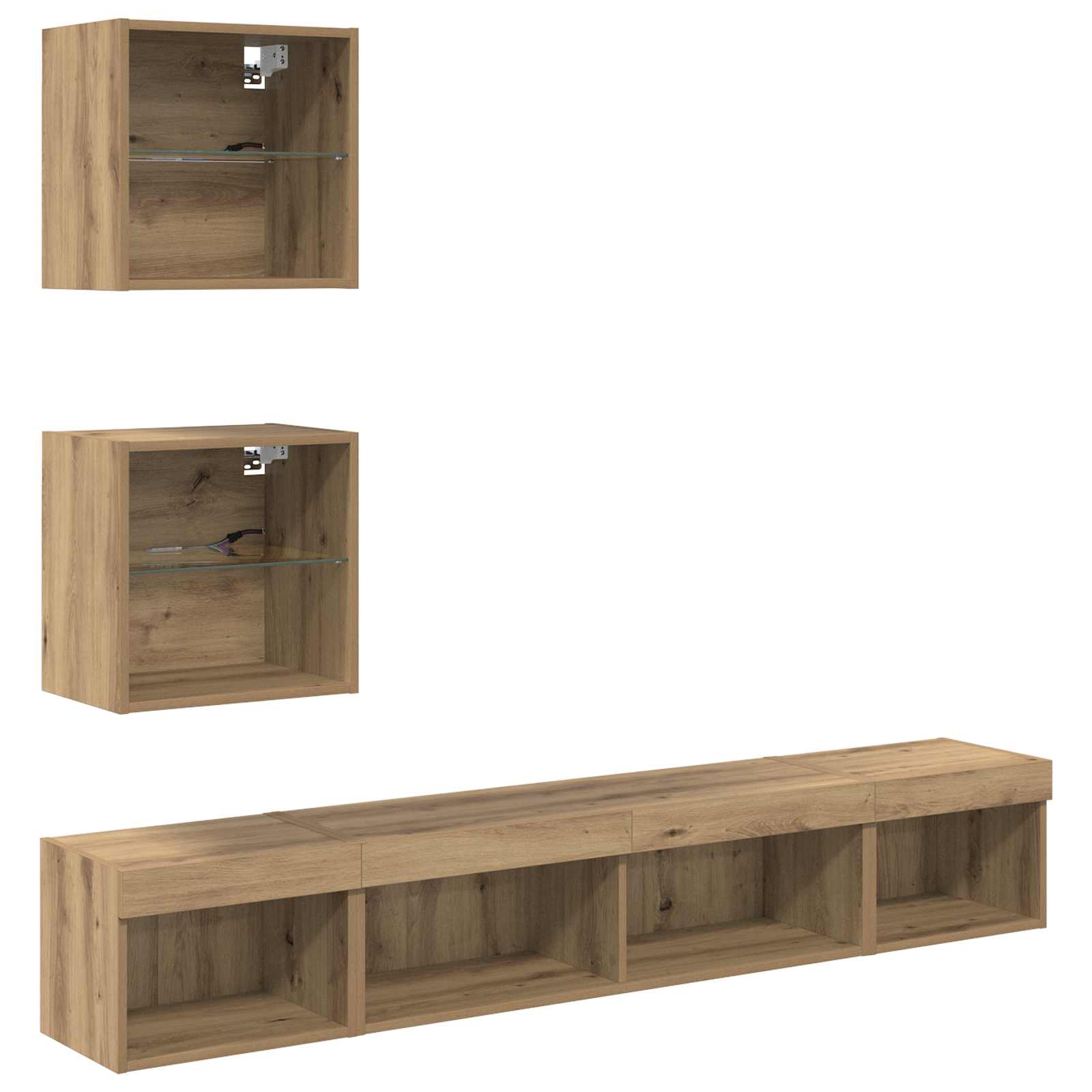 Μονάδες Τοίχου ΤV με LED 5 pcs Artisan Oak Επεξεργασμένο ξύλο - Pakobazaar