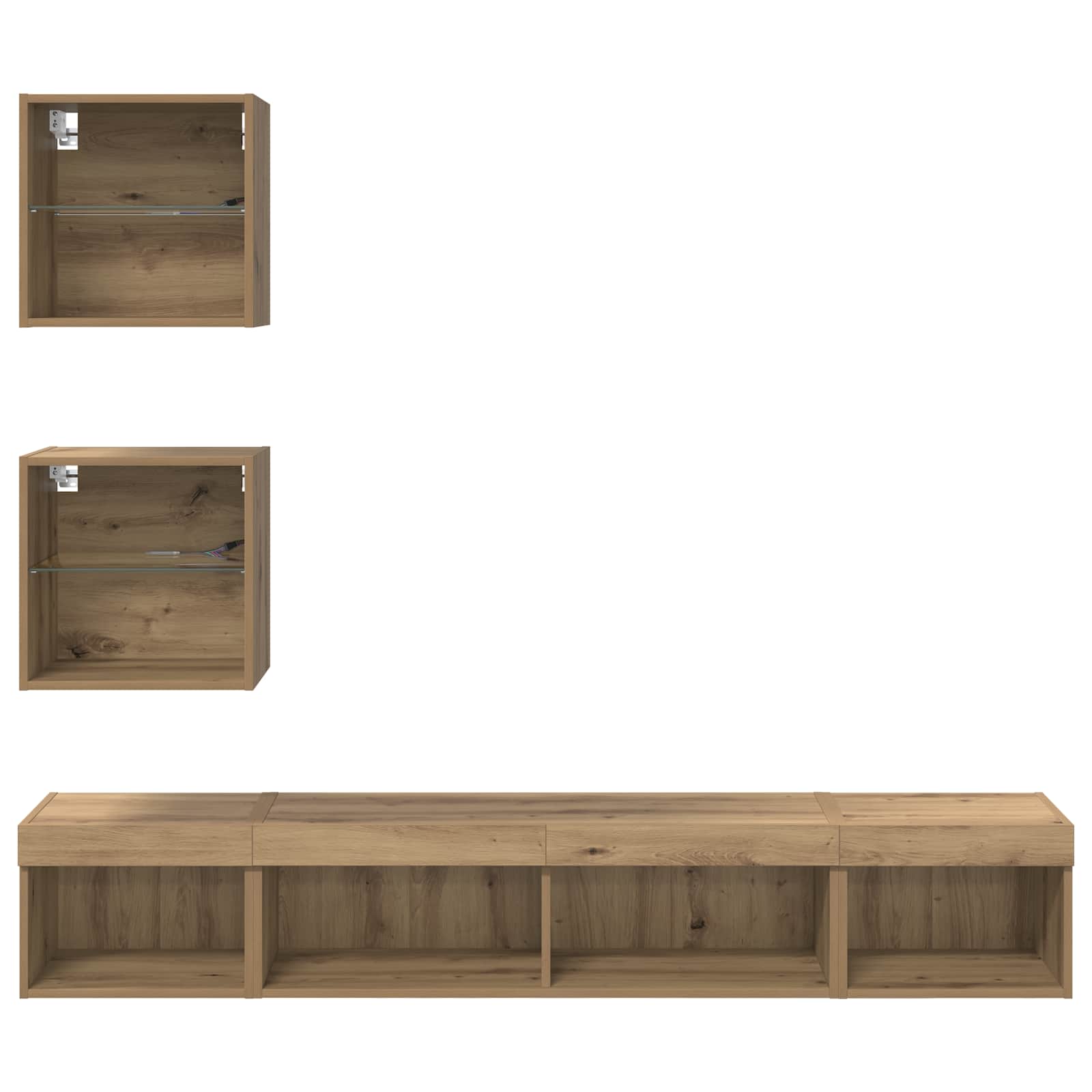 Μονάδες Τοίχου ΤV με LED 5 pcs Artisan Oak Επεξεργασμένο ξύλο - Pakobazaar