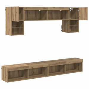 Μονάδες Τοίχου ΤV με LED 6 pcs Artisan Oak Επεξεργασμένο ξύλο - Pakobazaar
