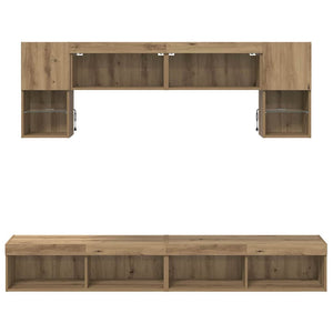 Μονάδες Τοίχου ΤV με LED 6 pcs Artisan Oak Επεξεργασμένο ξύλο - Pakobazaar