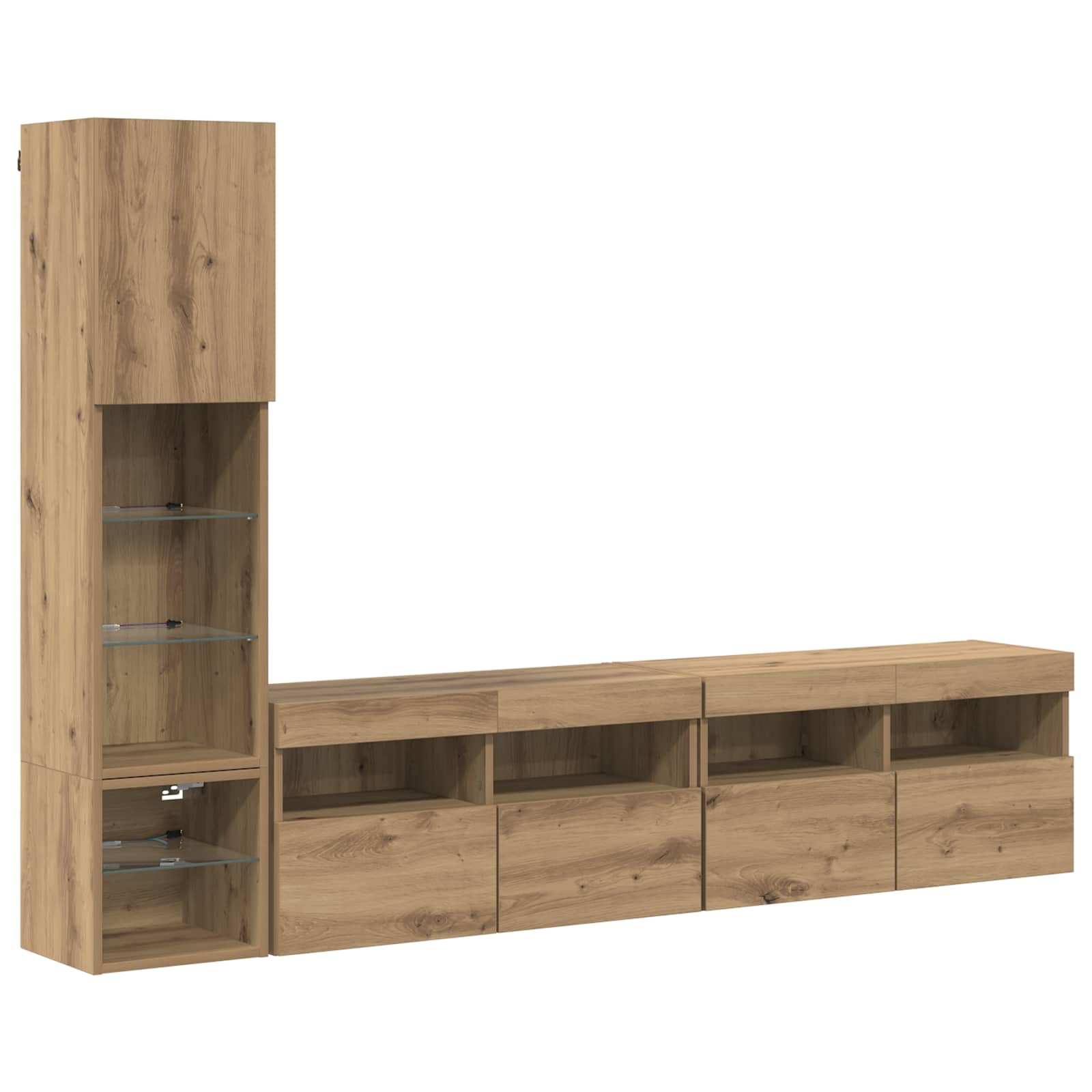 Μονάδα Τοίχου Τηλεόρασης 4 pcs Artisan Oak Επεξεργασμένο ξύλο - Pakobazaar