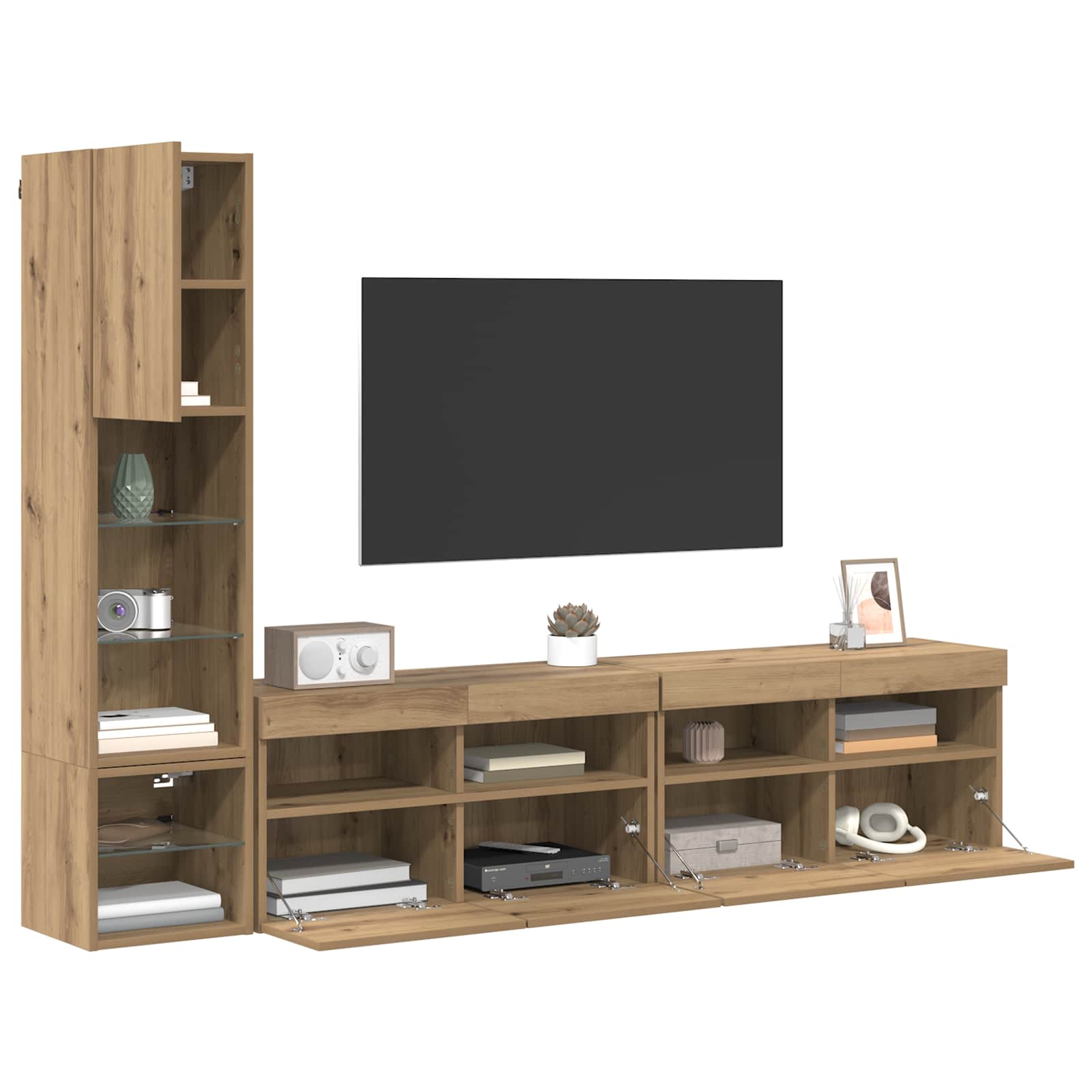 Μονάδα Τοίχου Τηλεόρασης 4 pcs Artisan Oak Επεξεργασμένο ξύλο - Pakobazaar