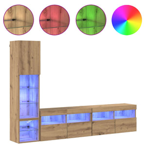 Μονάδα Τοίχου Τηλεόρασης 4 pcs Artisan Oak Επεξεργασμένο ξύλο - Pakobazaar