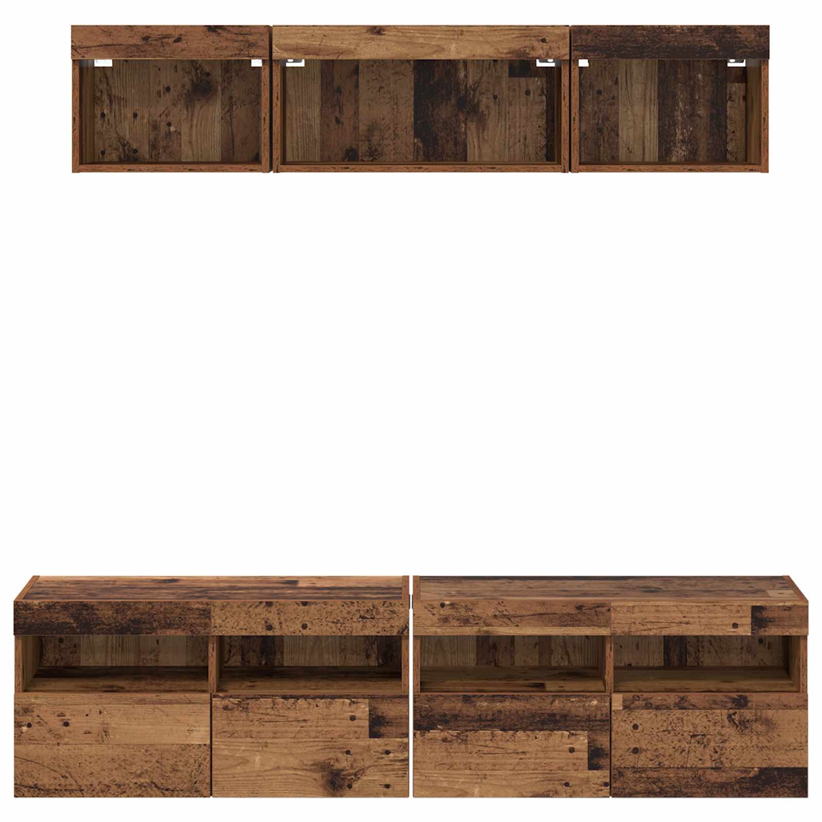 Μονάδες Τοίχου ΤV με LED 5 pcs Παλιό Ξύλο 80 x 30 x 40 εκ - Pakobazaar