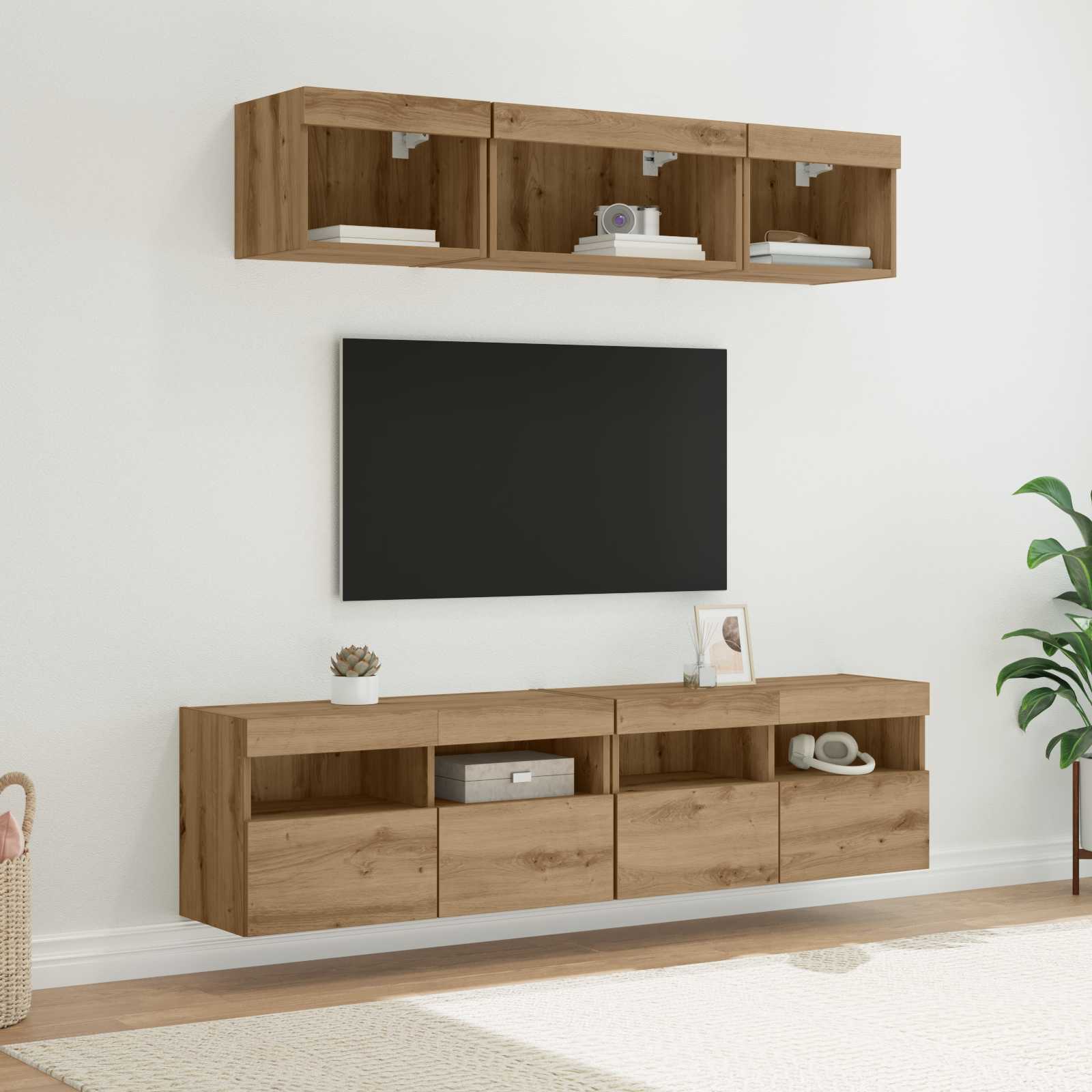 Μονάδες Τοίχου ΤV με LED 5 pcs Artisan Oak 80 x 30 x 40 εκ - Pakobazaar