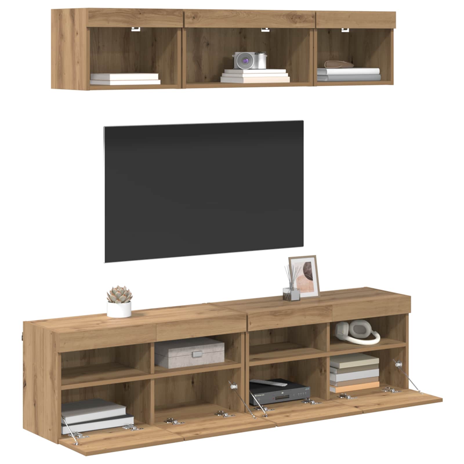 Μονάδες Τοίχου ΤV με LED 5 pcs Artisan Oak 80 x 30 x 40 εκ - Pakobazaar