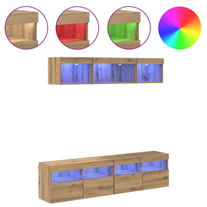 Μονάδες Τοίχου ΤV με LED 5 pcs Artisan Oak 80 x 30 x 40 εκ - Pakobazaar