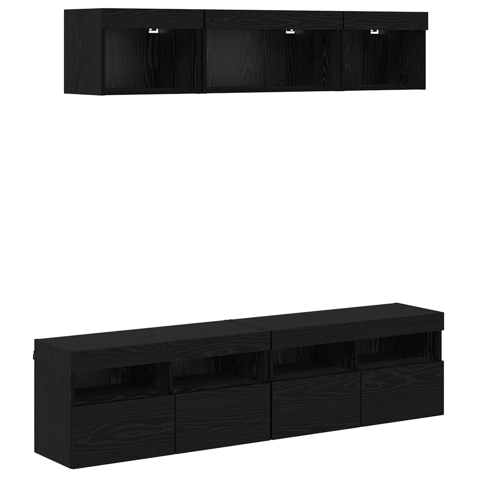 Μονάδες Τοίχου ΤV με LED 5 pcs Μαύρη Οξυά 80 x 30 x 40 εκ - Pakobazaar