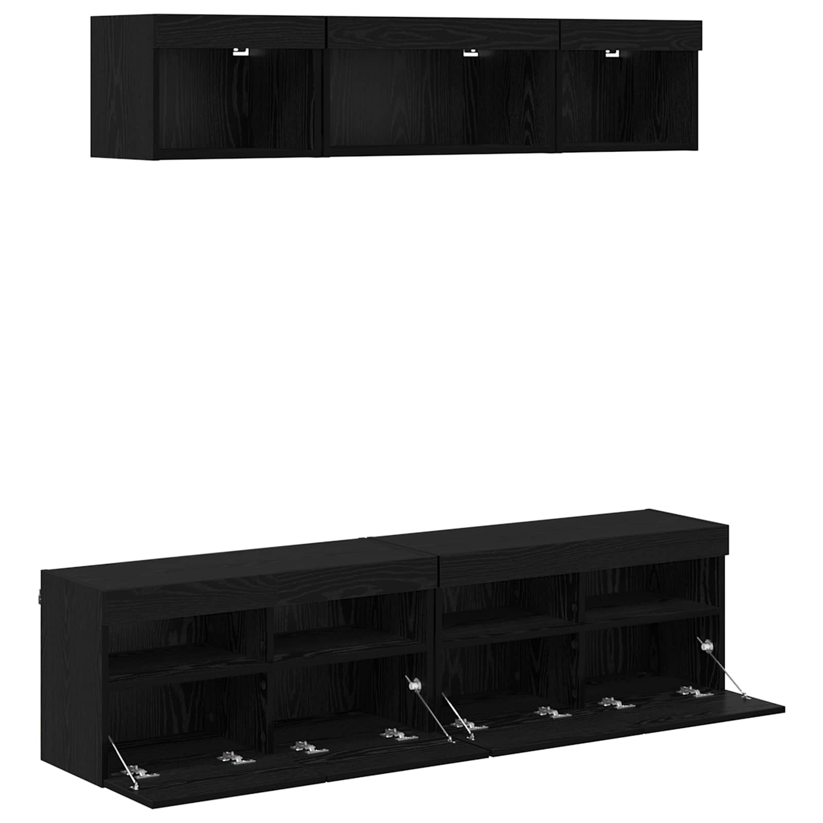 Μονάδες Τοίχου ΤV με LED 5 pcs Μαύρη Οξυά 80 x 30 x 40 εκ - Pakobazaar