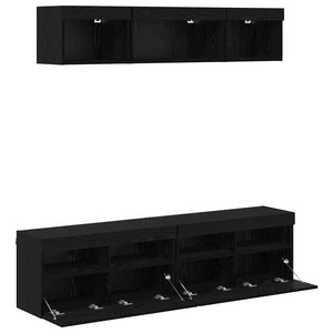 Μονάδες Τοίχου ΤV με LED 5 pcs Μαύρη Οξυά 80 x 30 x 40 εκ - Pakobazaar