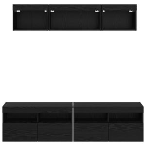 Μονάδες Τοίχου ΤV με LED 5 pcs Μαύρη Οξυά 80 x 30 x 40 εκ - Pakobazaar