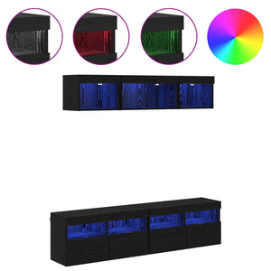 Μονάδες Τοίχου ΤV με LED 5 pcs Μαύρη Οξυά 80 x 30 x 40 εκ - Pakobazaar