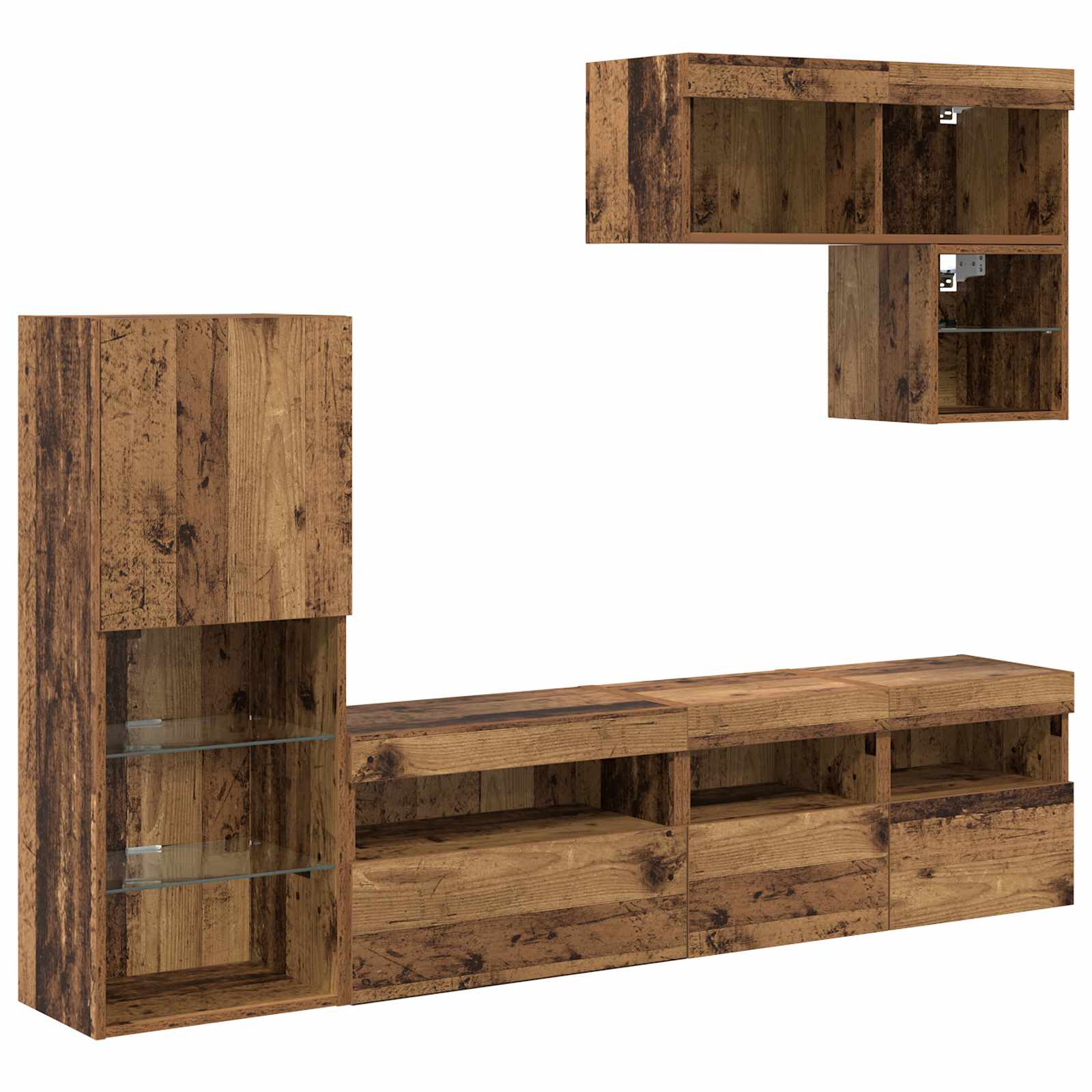 Μονάδες Τοίχου Τηλεόρασης 6 pcs Παλιό ξύλο Επεξεργασμένο ξύλο - Pakobazaar