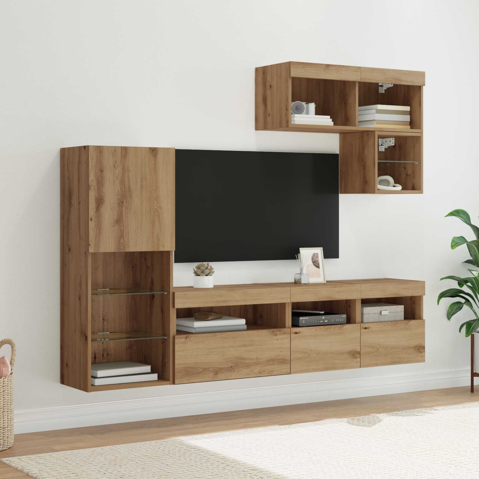 Μονάδες Τοίχου Τηλεόρασης 6 pcs Artisan Oak Επεξεργασμένο ξύλο - Pakobazaar