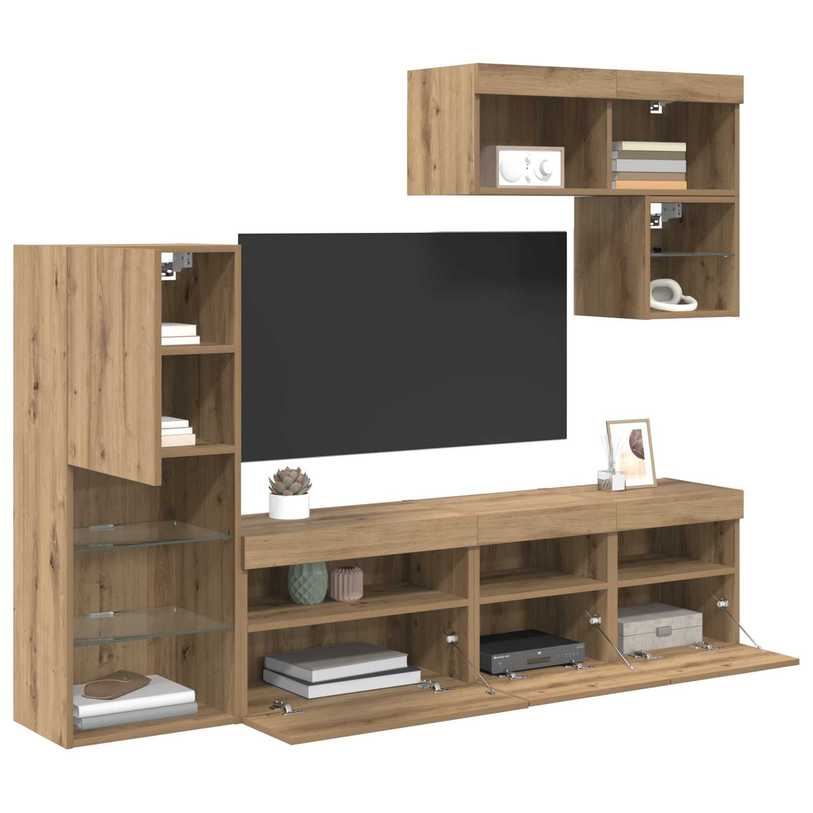 Μονάδες Τοίχου Τηλεόρασης 6 pcs Artisan Oak Επεξεργασμένο ξύλο - Pakobazaar