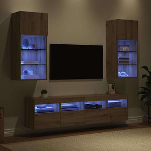 Μονάδες Τοίχου ΤV με LED 5 pcs Artisan Oak 40,5 x 30 x 90 εκ - Pakobazaar