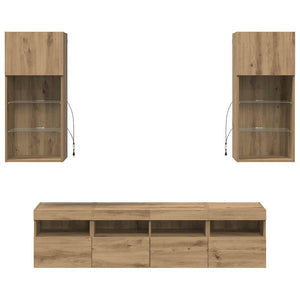 Μονάδες Τοίχου ΤV με LED 5 pcs Artisan Oak 40,5 x 30 x 90 εκ - Pakobazaar