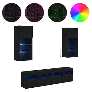 Μονάδες Τοίχου ΤV με LED 5 pcs Μαύρη Οξυά 40,5 x 30 x 90 εκ - Pakobazaar