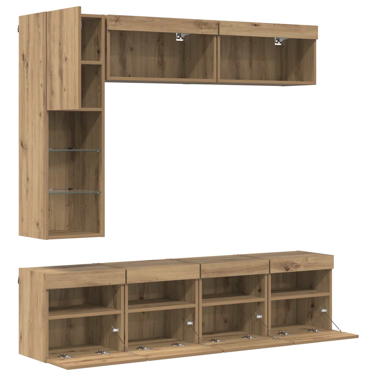 Ντουλάπι TV με led 7 pcs Artisan Oak Επεξεργασμένο ξύλο - Pakobazaar