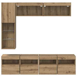 Ντουλάπι TV με led 7 pcs Artisan Oak Επεξεργασμένο ξύλο - Pakobazaar