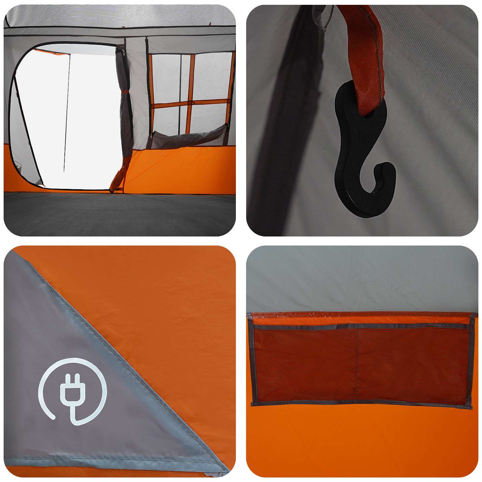 Σκηνή τούνελ Γκρι και Πορτοκαλί 275 x 240 x 200 cm - Pakobazaar
