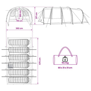 Σκηνή τούνελ Πράσινο 675 x 392 x 210 cm - Pakobazaar