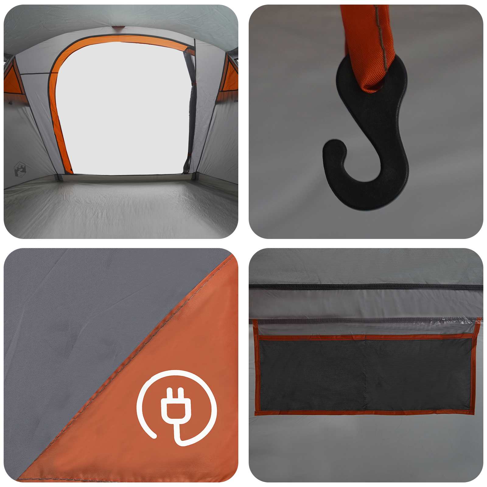 Σκηνή τούνελ Γκρι και Πορτοκαλί 505 x 330 x 204 cm - Pakobazaar