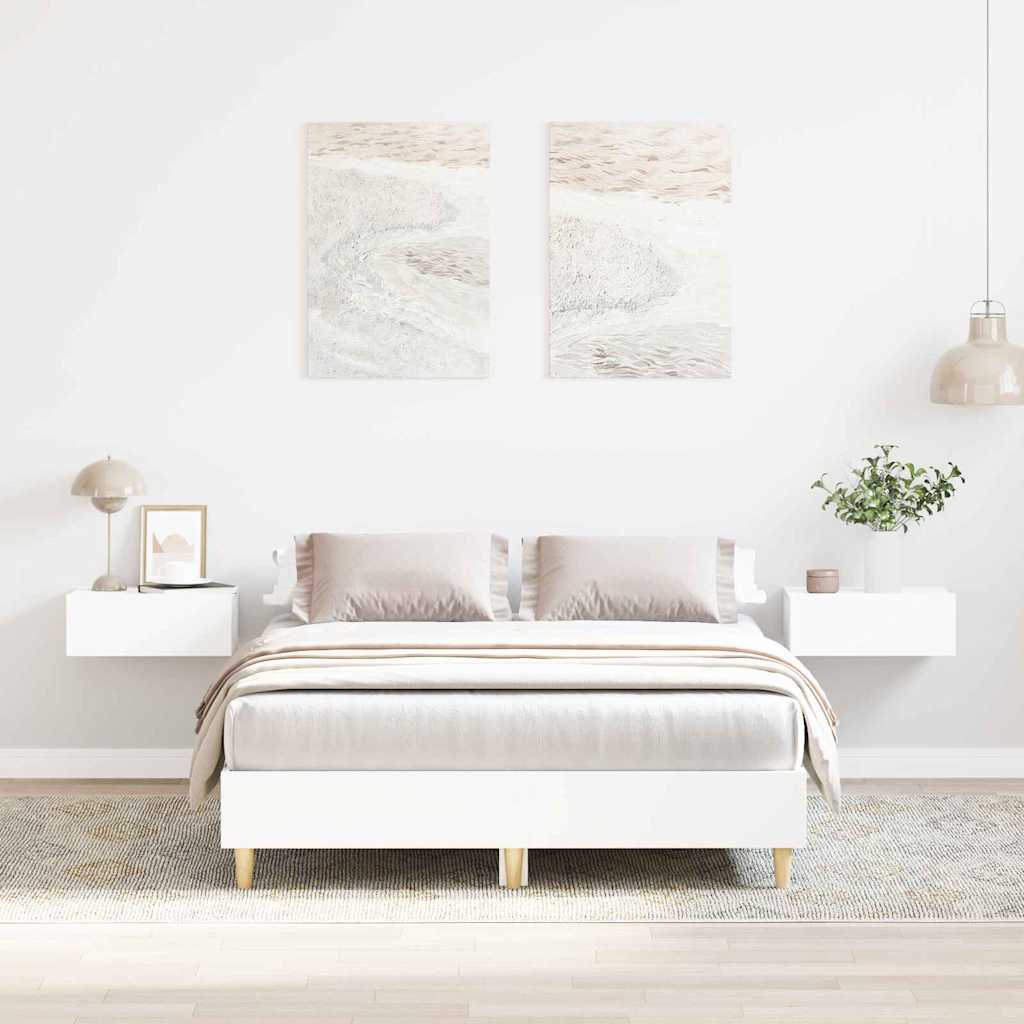 Σκελετός Κρεβατιού Λευκό 137 x 190 cm Επεξεργασμένο ξύλο - Pakobazaar