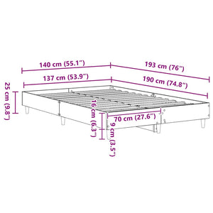 Σκελετός Κρεβατιού Λευκό 137 x 190 cm Επεξεργασμένο ξύλο - Pakobazaar
