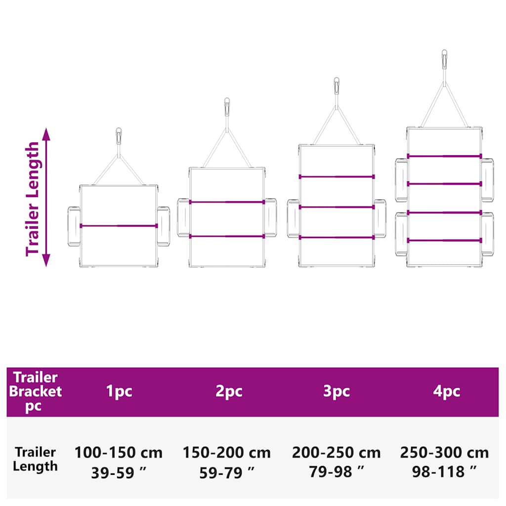 Μπράκετ Ταυροειδούς για Τρέιλερ 4 pcs Ασημί 130-210 εκ - Pakobazaar