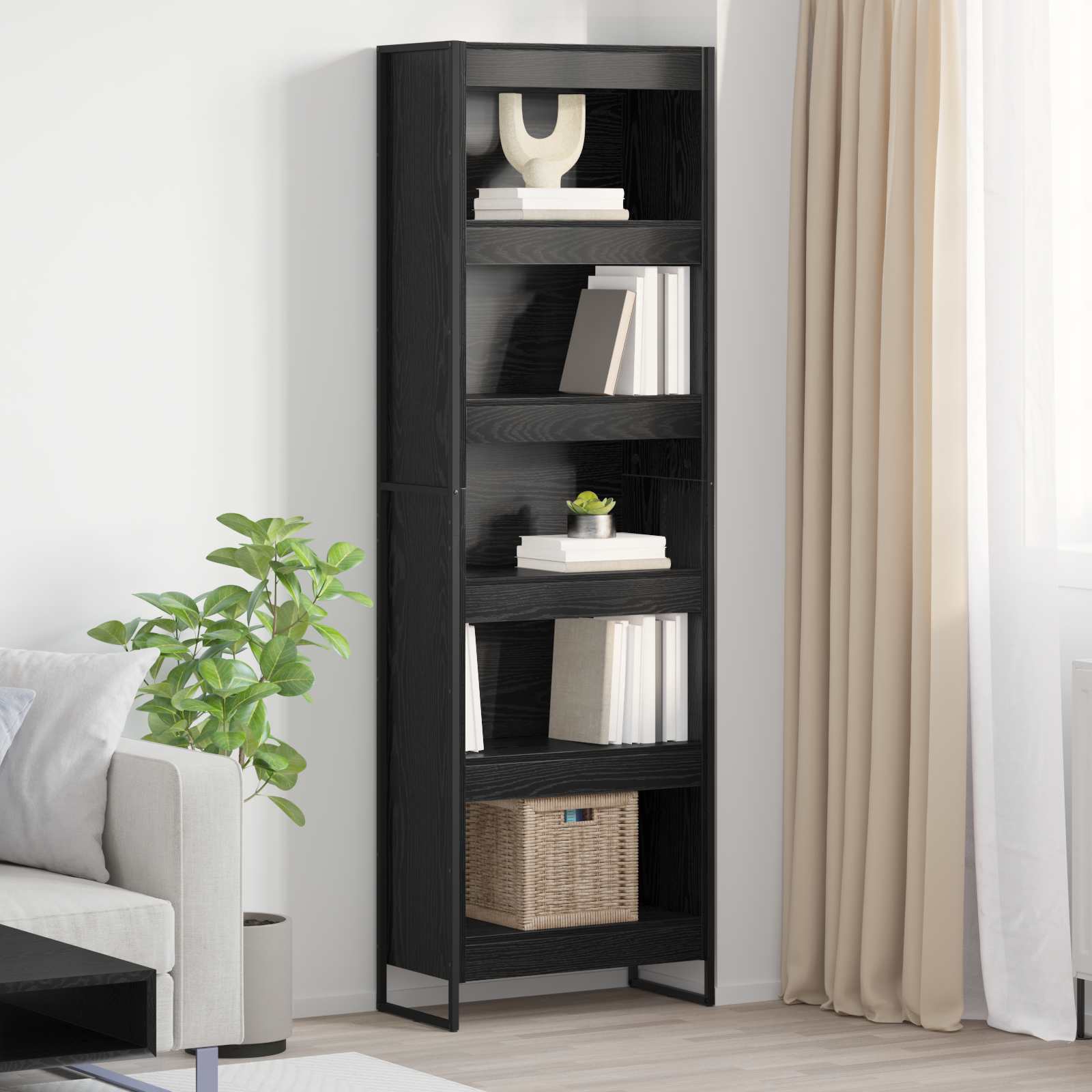 Βιβλιοθήκη 60 x 30 x 189,5 εκ Επεξεργασμένο ξύλο Μαύρη Οξυά
