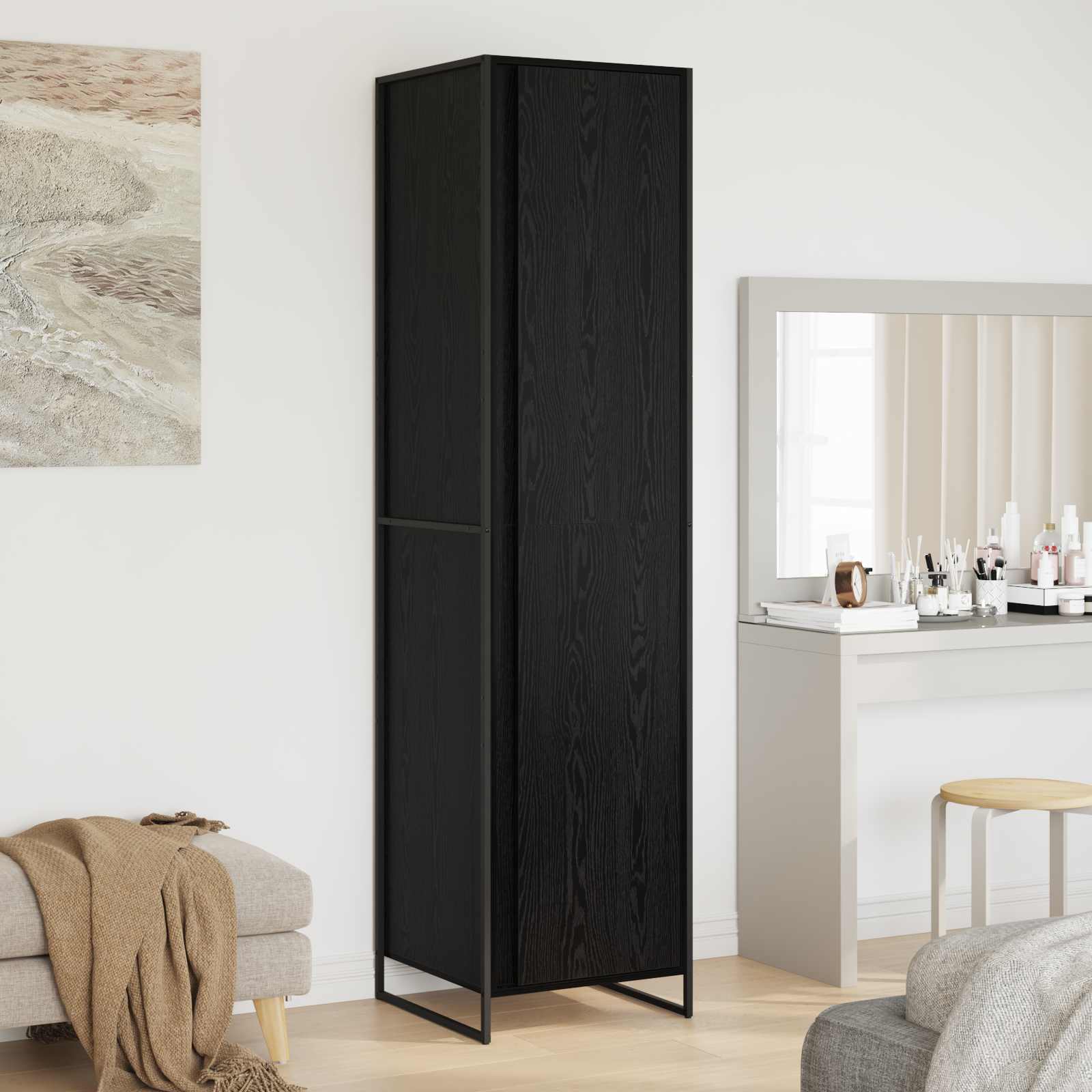 Ντουλάπα Μαύρη Οξυά 50 x 50 x 200 cm Επεξεργασμένο ξύλο