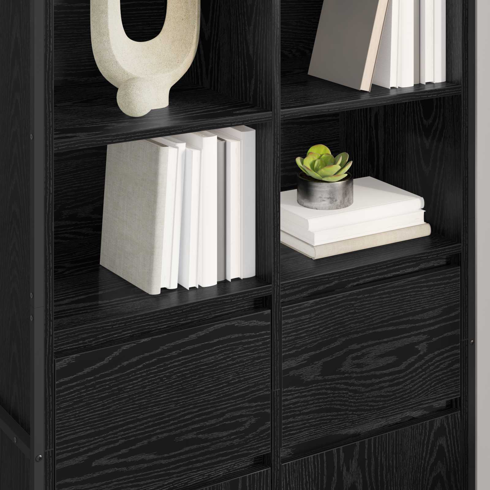 Πλαϊνό γραφείο με συρτάρι 2 pcs Μαύρη Οξυά 81 x 36 x 150.5 εκ.