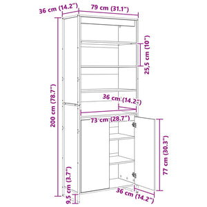 Ψηλά Ντουλάπια 2 pcs Μαύρη Οξυά 79 x 36 x 200 εκ. - Pakobazaar